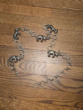 Vintage Silver Elephants and Zebras Belt Adjustable Safari